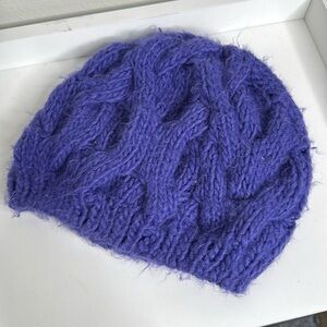 Purple Chunky Knit Slouchy Beanie One Size